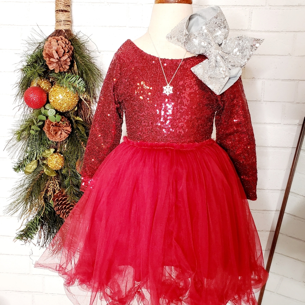 BNWT Boutique Item Burgundy Long Sleeve Sequin …